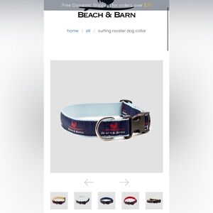 Beach & Barn Surfing Rooster Dog Collar in Navy and Light Blue